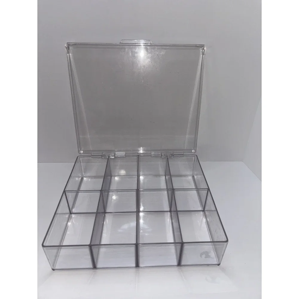 8 Slot Clear Plastic Storage Container w/ Divider & Lid Crafts, Legos, Tea Bags